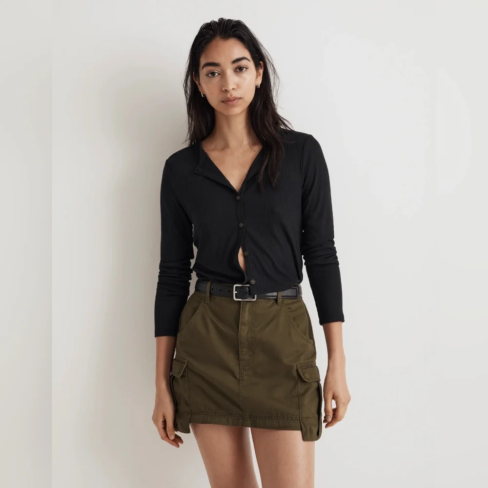 Madewell Cotton Cargo Convertible Midi Skirt in (Re)generative Chino In Loden XL - Picture 4 of 12